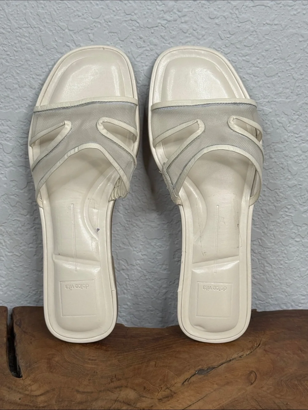 DOLCE VITA FLORI MESH OFF WHITE SLIDE SANDALS NWOT MINIMALIST RESORT CHIC SIZE 8